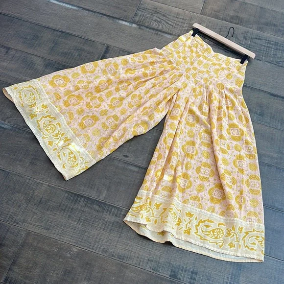 Free People Pink and Yellow Wide Leg Printed Pants - Picture 7 of 16